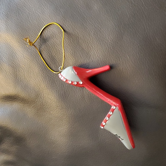 NCAA OHIO STATE BUCKEYES College Team Red Gray High Heel Shoe Christmas Ornament - Picture 3 of 5